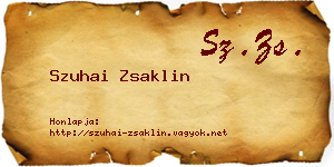Szuhai Zsaklin névjegykártya